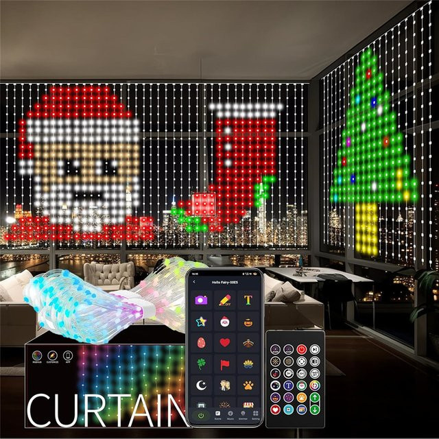 DACHAN Smart LED-RGB-Vorhanglichter mit Musikfunktion, App-Steuerung und Fernbedienung, Multicolor Partylichter für Hochzeit, Geburtstag und Valentinstag - Bild 1