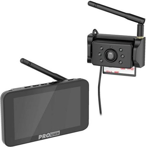 ProUser DRC5040 Funk-Rückfahrvideosystem mit IR-Zusatzlicht, Abstandshilfslinien und Saugnapf, Schwarz - Bild 1