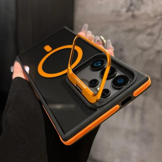Magnetische Flip-Metall-Schutzhülle mit Linsenhalter für Samsung Galaxy S26 Ultra S24 S23 S22 FE in Schwarz und Transparent - Bild 1