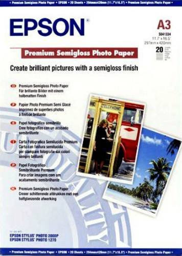 Epson Premium Semigloss Fotopapier DIN A3, 251 g/m², 20 Blatt, Weiß - Bild 1