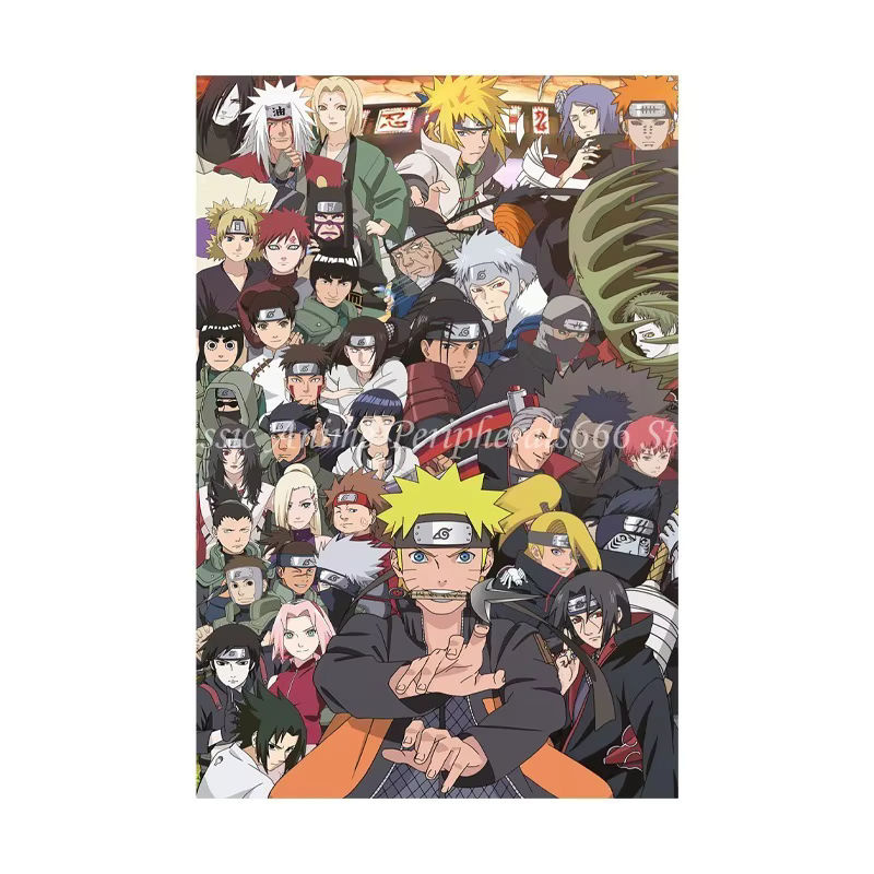 Bandai Naruto Anime Wandposter mit Illustration von Naruto, Kakashi, Uchiha und Itachi in Mehrfarbig - Bild 2
