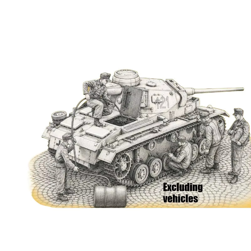 GK Panzerwartungsteam, 1:35, Resin-Modellbausatz, unbemalt - Bild 3