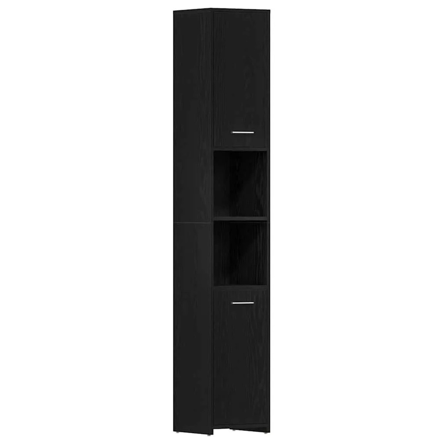 vidaXL Badschrank in Schwarz mit Eichen-Optik, Wandmontage, B/T/H: 30 x 30 x 183,5 cm - Bild 2
