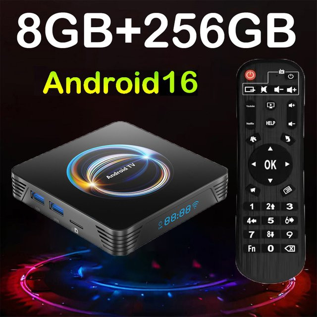 Smart TV Box 2026 X66 8K Media Player mit Android 16, RK3528, Google Assistant, Bluetooth 6.0 und WiFi 6, 4K AV1 Dual WiFi 5G, Schwarz - Bild 1