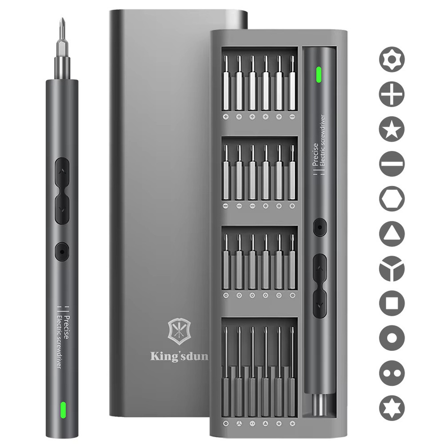 UF·TOOLS Akku-Präzisions-Schraubendreher-Set mit magnetischen Bits in Grau, H: 120 cm - Bild 2