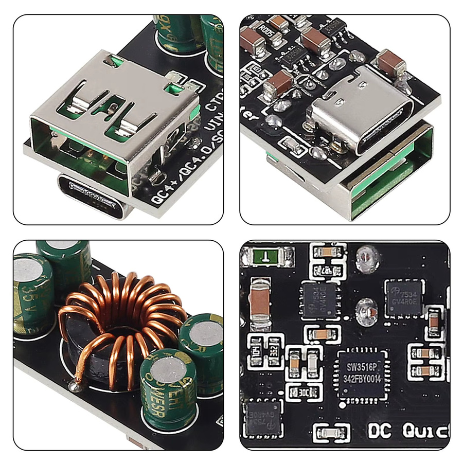 60W DC zu USB Typ C PD 3.0 und QC 4.0 Step-Down-Leistungsmodul mit USB Typ A in Schwarz für 6-35V Schnellladung von Huawei SCP/FCP und Apple PD - Bild 4
