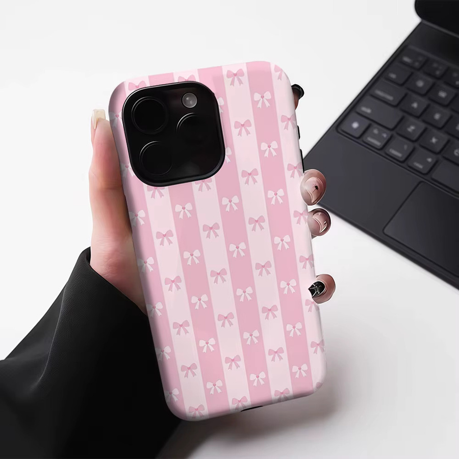 Robuste magnetische iPhone Hülle mit Rosa Schleifenstreifen für iPhone 17 16 15 14 13 Pro Max Plus - Bild 3