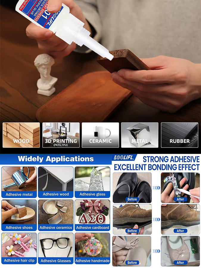Loolifl 401 Instant Strong Super Glue universeller Sekundenkleber für Harz, Keramik, Metall und Glas - Bild 7