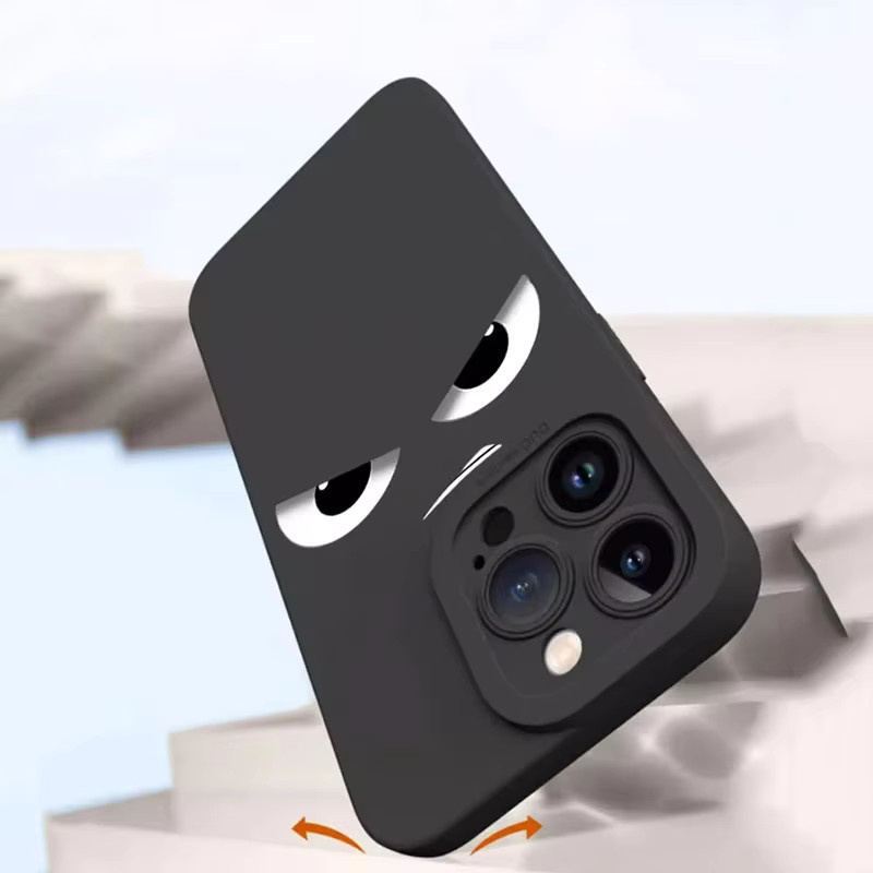 Stoßfeste Silikon Handyhülle mit lustigem Cartoon Angry Face Design für iPhone 15 14 13 12 11 Pro Max X XS XR 7 8 Plus in Schwarz - Bild 3
