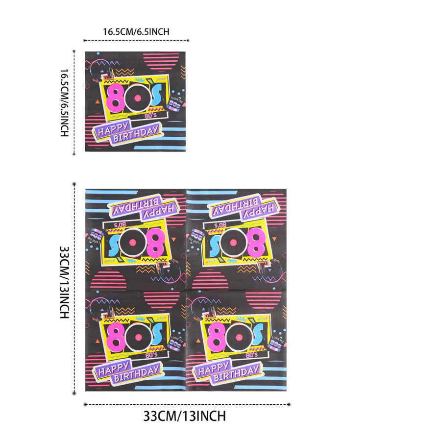 Vintage 80er Cocktail-Servietten mit Neon-Streifen in Multicolour aus Papier für deine Retro Disco Party Tischdekoration - Bild 4