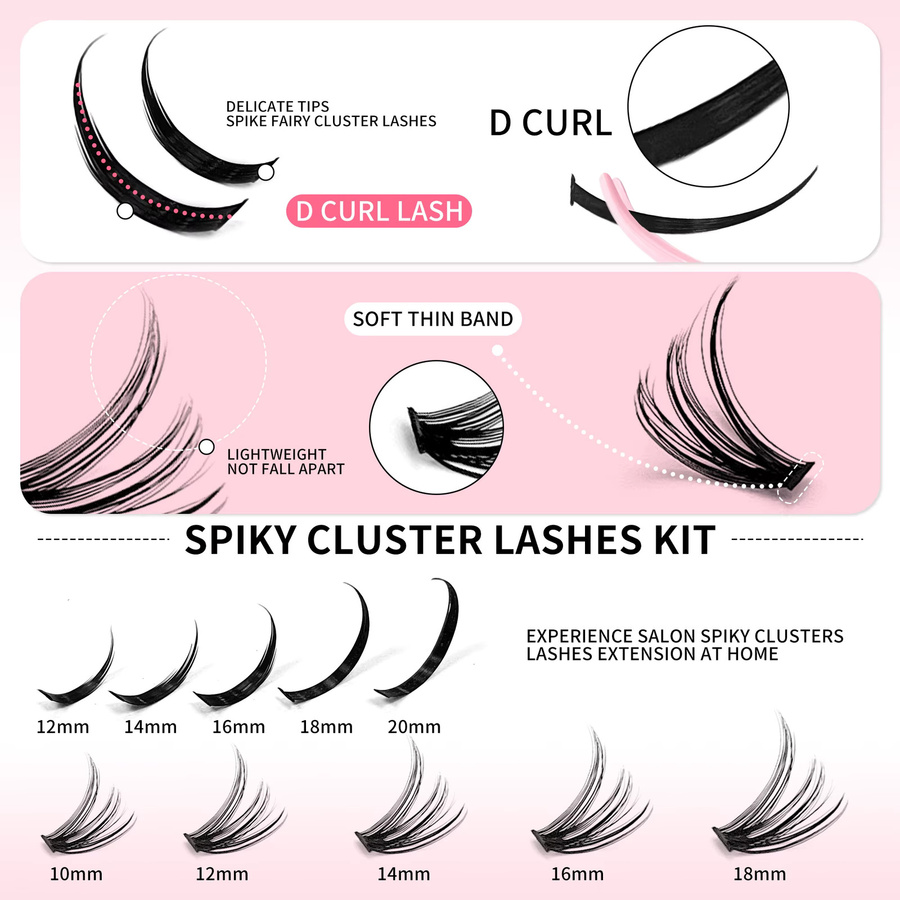 LAKANAKU Wimpernverlängerung Kit, D Curl, Cluster Wimpern - Bild 4