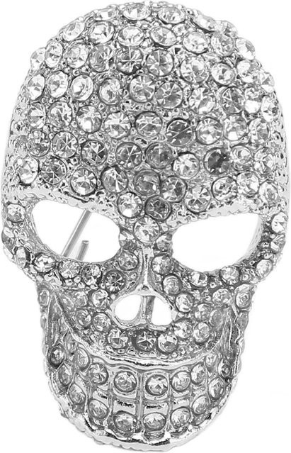 Neoglint Brosche Totenkopf, Weiß, Kristall, Unisex - Bild 1