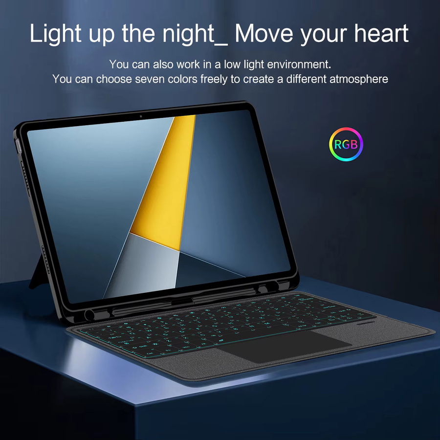 Xiaomi Touchpad-Tastatur und Hülle für POCO Pad M1 12,1 Zoll, abnehmbare magische Tastaturabdeckung mit Stiftschlitz, Schwarz - Bild 4