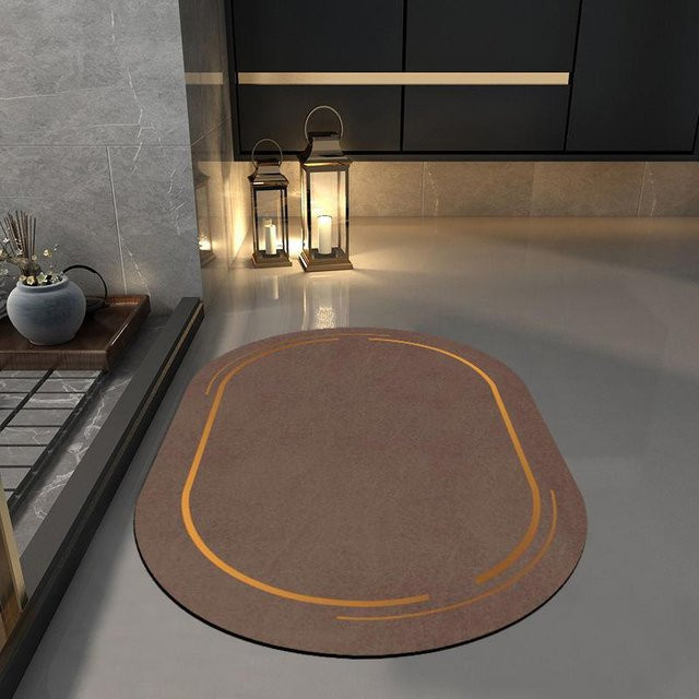 Saugfähige Badezimmer Bodenmatte aus Kieselgur von Yiran Furniture, rutschfest und schnelltrocknend, Farbe: Braun, B/T: 60 x 40 cm - Bild 1
