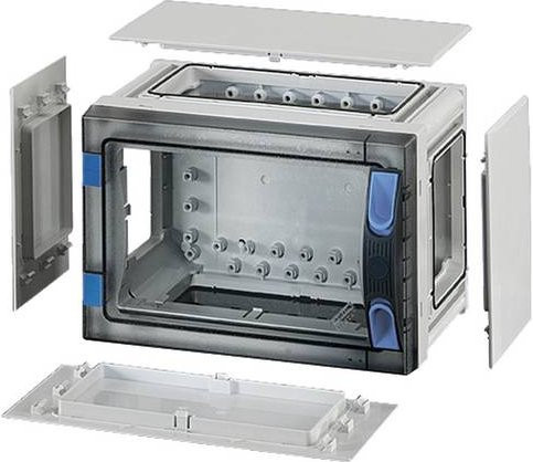 Hensel FP 0141 Verteilergehäuse aus Kunststoff in Grau und Transparent, Wandmontage, B/T/H: 27,6 x 18,6 x 18,6 cm - Bild 1