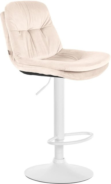 DELUKE Barhocker MITUN Barstuhl aus Samt in Creme Weiß, höhenverstellbar, drehbar mit Lehne, B/T/H: 46 x 54 x 94 cm - Bild 1