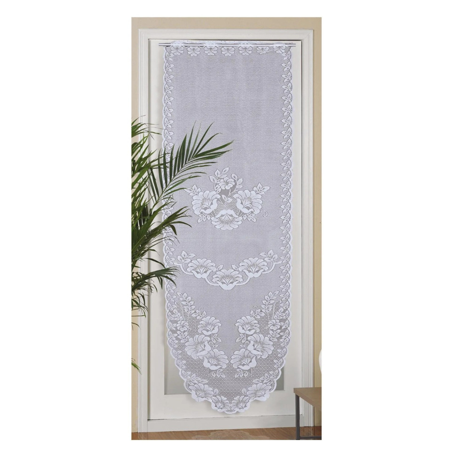 Bestlivings Türpaneau Mona Blumen mit Stickerei und Vitragestange, Weiß, Höhe: 180 cm, Breite: 60 cm - Bild 2