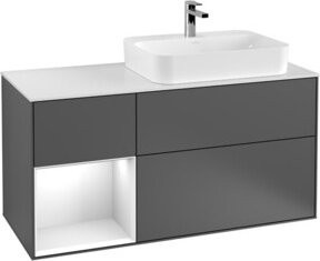 V&B Waschtischunterschrank Finion mit Wandbeleuchtung, Grau lackiert, Breite: 120 cm, Tiefe: 50,1 cm, Höhe: 50,1 cm - Bild 1