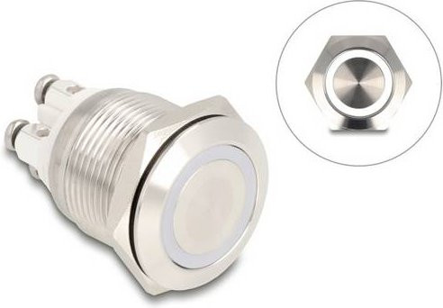 Delock 20977 Drucktaster 3A 1 x Aus/Ein tastend Weiß/Silber IP65 B: 30 mm, T: 25 mm - Bild 1