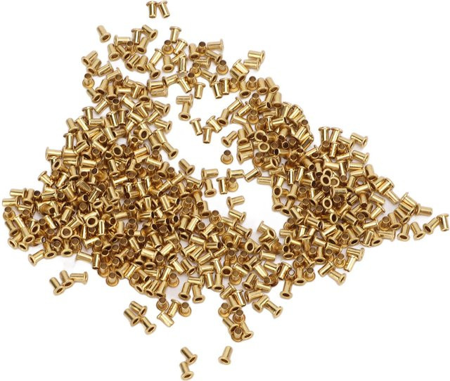 Igeteck 500 Stück Hohlnieten aus Messing in Beige und Gold, B/T/H: 1,7 x 3,5 x 2,8 mm - Bild 1
