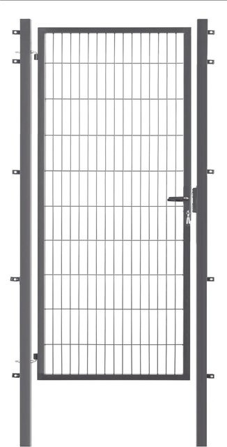 Metallzaun Einzeltor für Doppelstabmatten in Anthrazit, Höhe: 200 cm, Breite: 100 cm - Bild 1