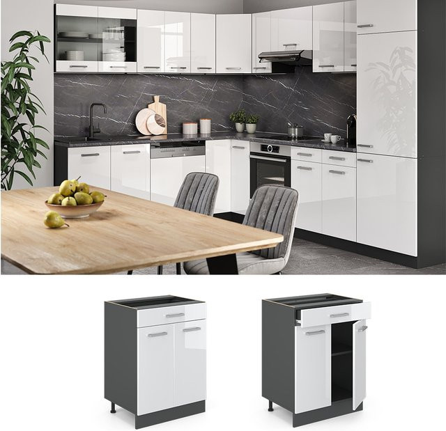 Vicco Küchenunterschrank R-Line in Weiß Hochglanz oder Anthrazit mit Schublade, Breite: 60 cm - Bild 3