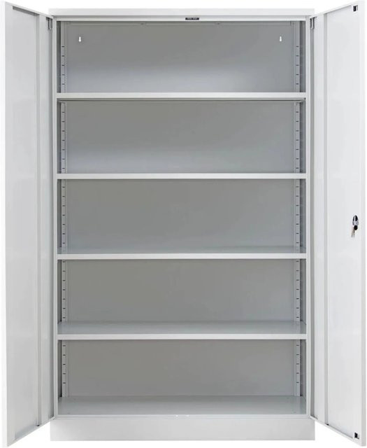 PROREGAL Stahlschrank Bee in Lichtgrau mit 6 verstellbaren Fachböden und Schloss, H x B x T: 195 x 120 x 50 cm - Bild 1