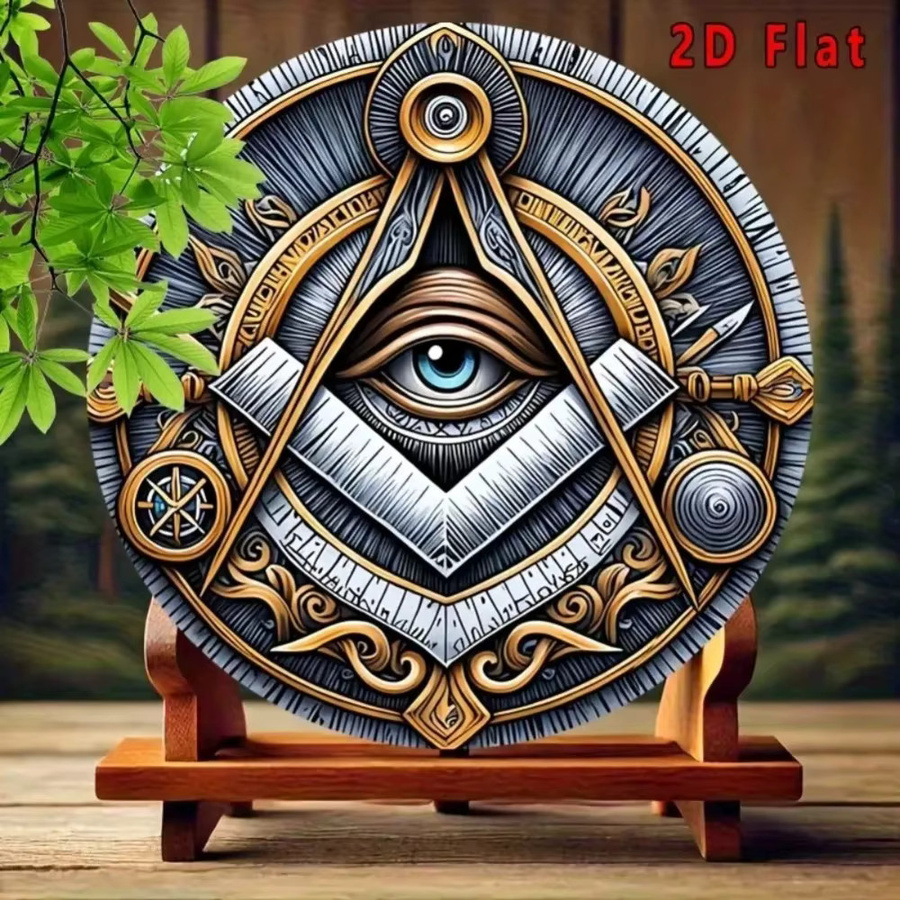 CIFBUY Eye of Providence Vintage-Wandkunst aus Aluminium, rundes Metallschild in Multicolour, Durchmesser: 20 cm - Bild 4