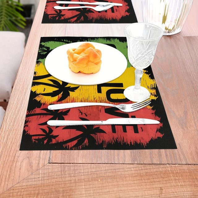 VIKAMA One Love Tischsets im Rasta-Stil, Multicolor - Bild 1