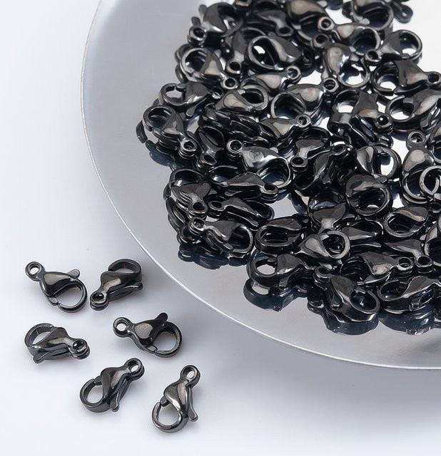 MOONMADE Karabinerverschlüsse und Haken, Edelstahl, Schwarz, 9/10 mm - Bild 1