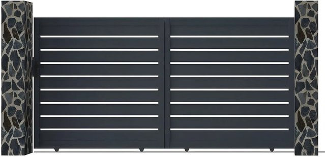 Vente-unique Schiebetor Primo aus Aluminium in Anthrazitgrau, Breite: 348 cm - Bild 1
