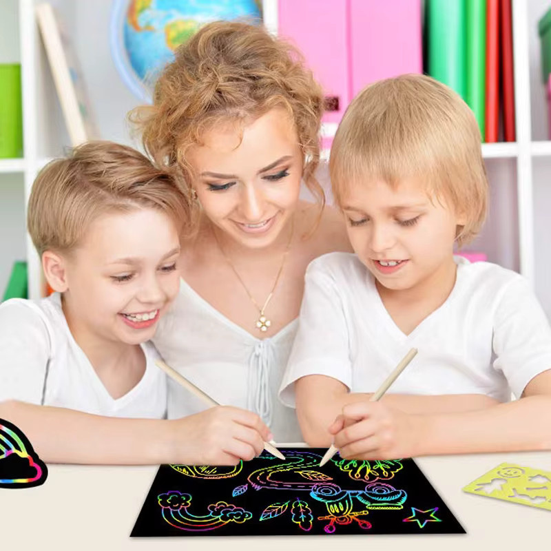 TMZ Regenbogen Kratzpapier Buntes Multifunktions-Kratzmalerei DIY Rubbelpapier für die Schule - Bild 3