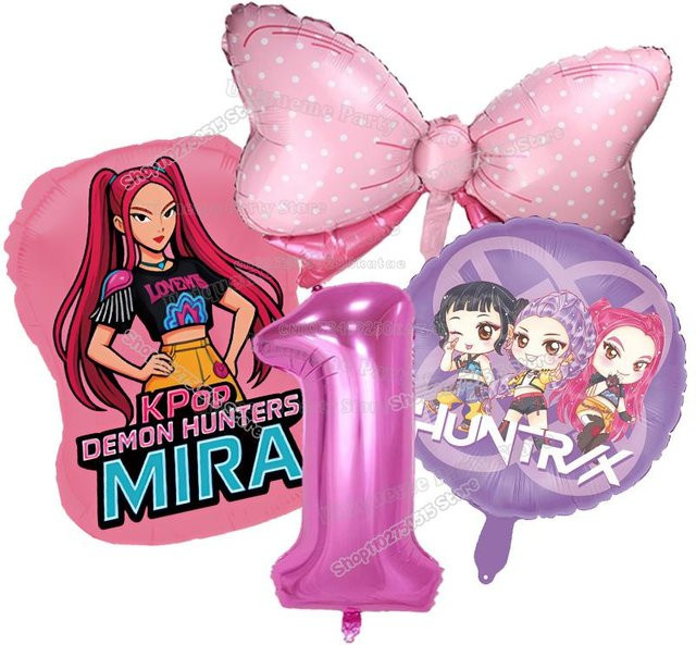 Yiran toy 1 Kpop Dämonenjäger Geburtstag Ballons Set mit Zahlenballons für Mädchen Partydekoration - Bild 1