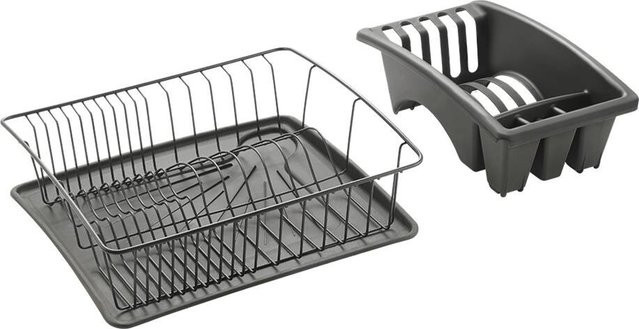 Metaltex Spülkorb Aquatex Plus mit Schale und Bestecksammler, Lava Mattschwarz, Metall, B/T/H: 35,0 x 30,0 x 12,0 cm - Bild 1