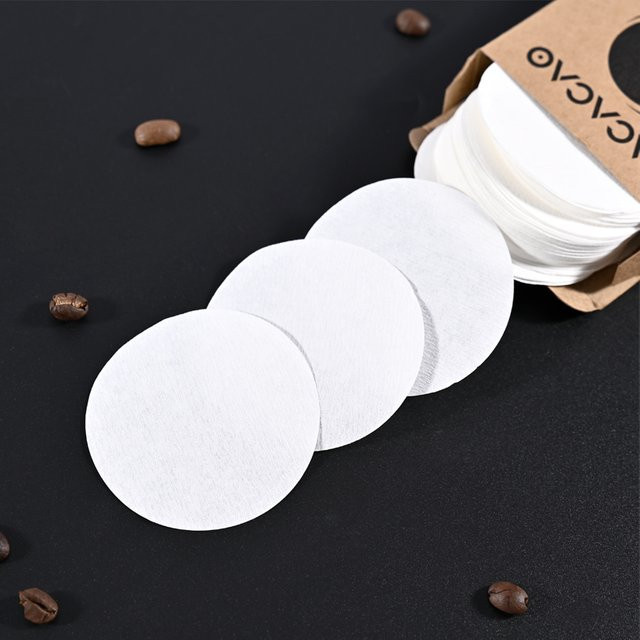 KACACAO Kaffeefilter-Papier für Espresso Siebträgermaschinen, 100 Stück, Weiß, rund, passend für 51 mm, 53 mm und 58 mm Puck-Siebe von Delonghi und Breville - Bild 1