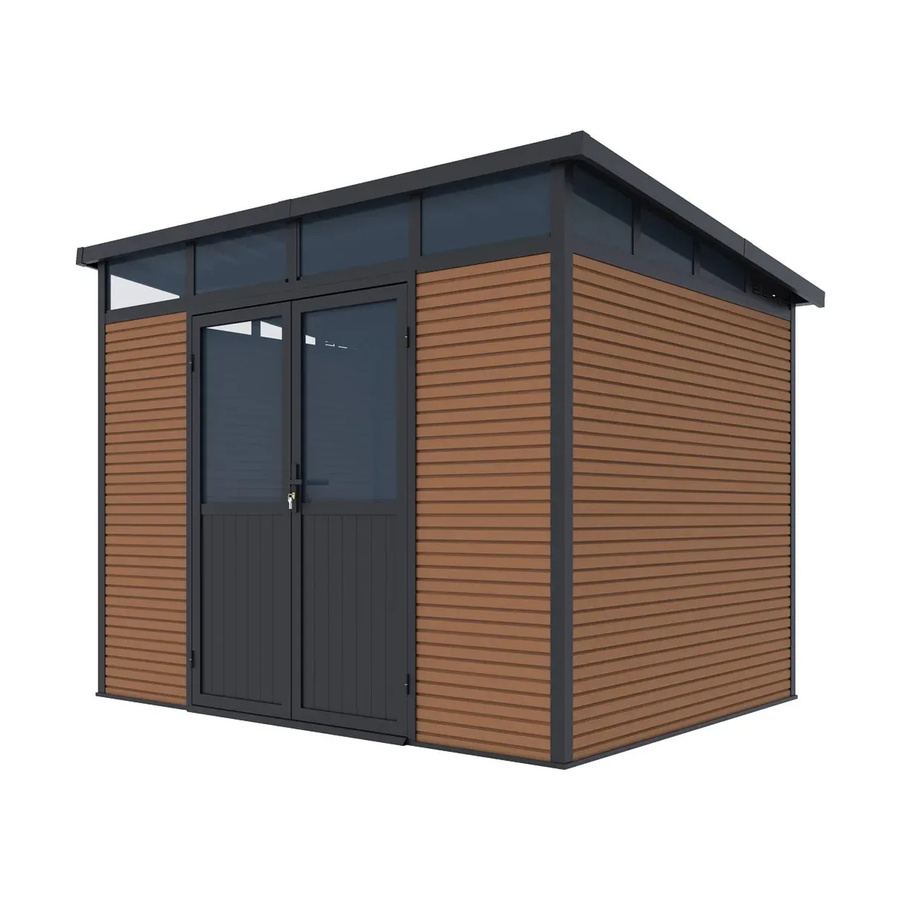Weide Gartenhaus aus Aluminium und WPC in Teak Optik, B/T/H: 278 x 218 x 226 cm, Farbe: Braun - Bild 2