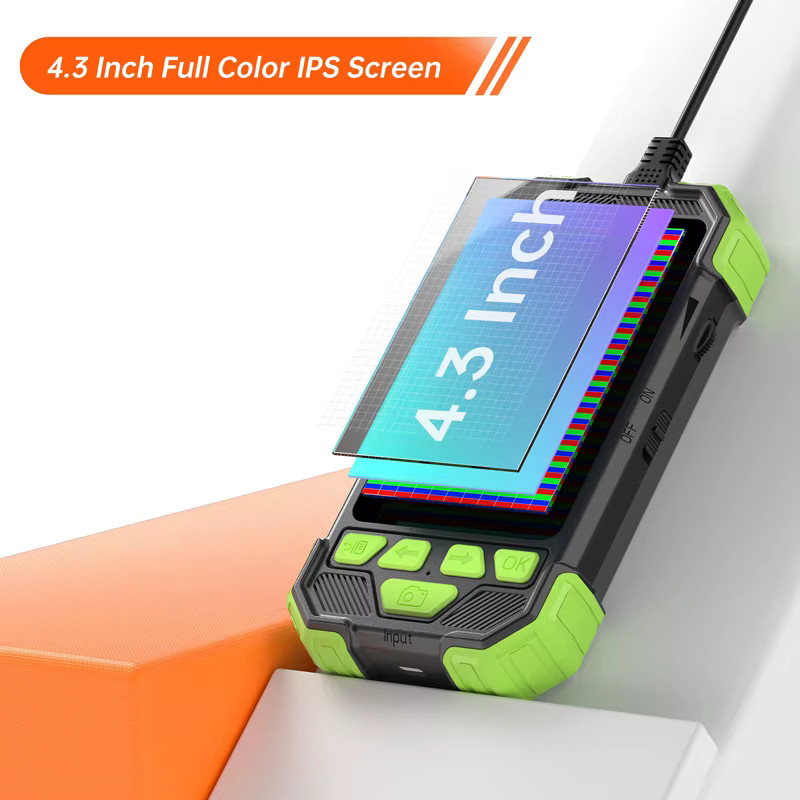 BUMBORN Industrie-Endoskop mit 4,3-Zoll-IPS-Display, Dual 8 mm Kamera, 5 m starrem Kabel und Werkzeugtasche, Schwarz - Bild 3