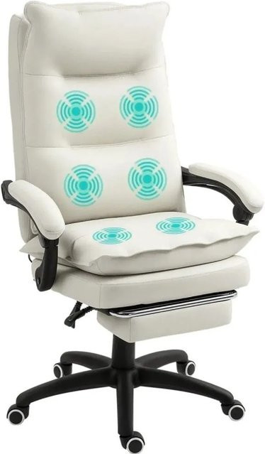 Vinsetto Bürostuhl mit Massagefunktion in Cremeweiß, B/T/H: 70 x 62 x 120-130 cm - Bild 1