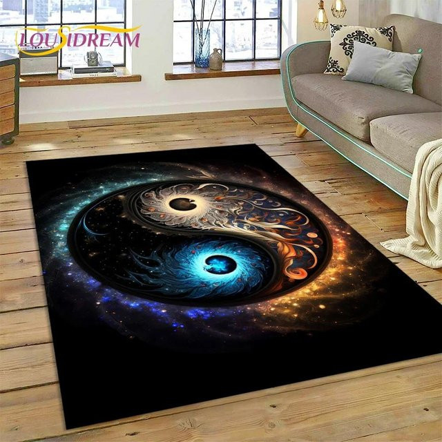 Wucifang Jewelry HD Natur Yin Yang 3D Teppich mit Bagua Motiv, rutschfest und mehrfarbig, B/H: 60 x 40 cm - Bild 1