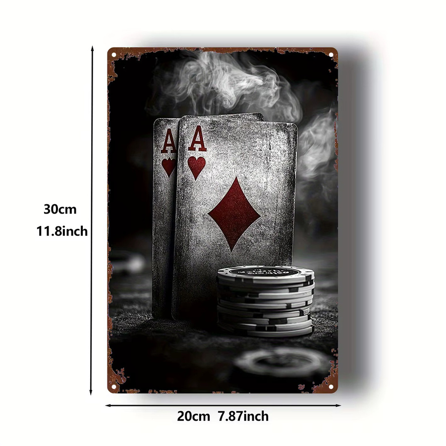 Ace of Spades Metall-Wandkunst von CIFBUY, Vintage Pokertisch-Dekoration mit Pokerchips und Spielkarten, Mehrfarbig, B: 20,32 cm, H: 30,48 cm, T: 30,48 cm - Bild 2