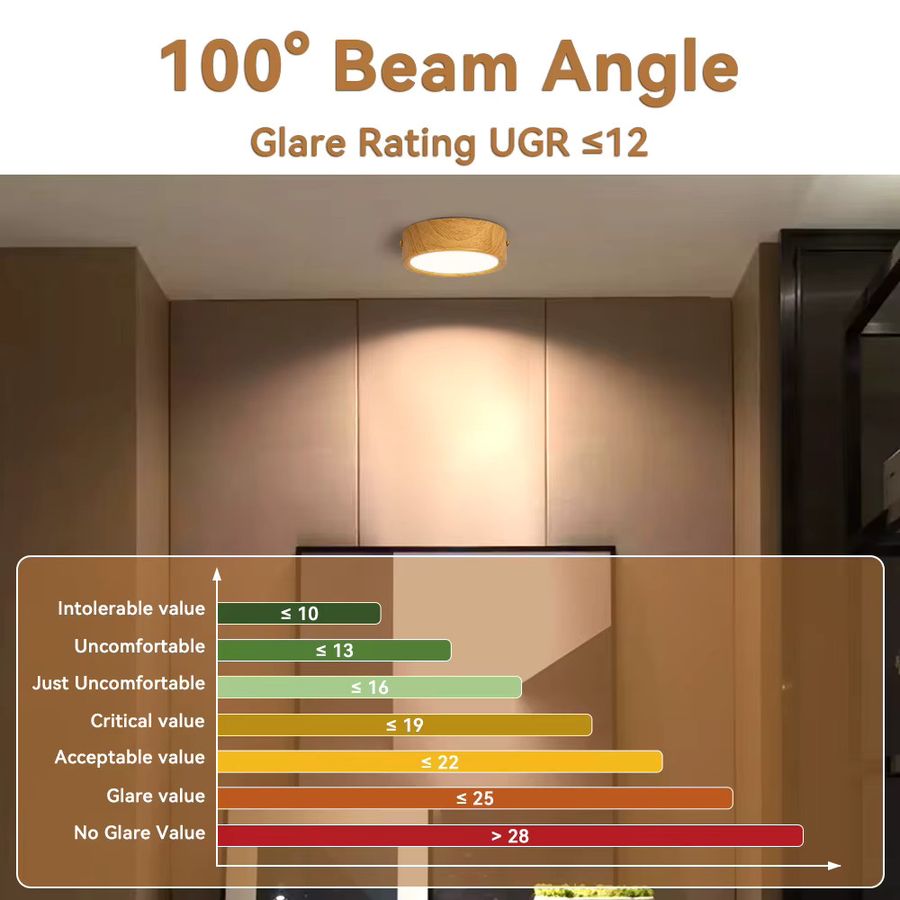 LANGYUE LED Deckenleuchte mit Holzmaserung und integriertem LED-Spotlight als oberflächenmontierte Downlight-Strahler für dein Wohnzimmer - Bild 4