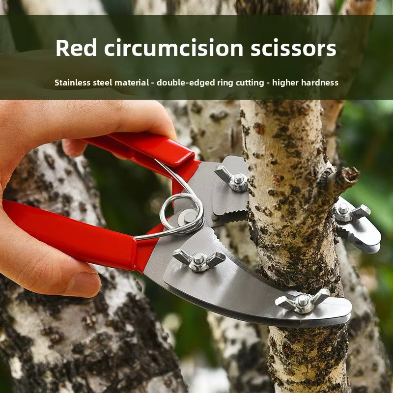 Professionelle Baumring-Schneideschere aus Edelstahl in Rot für die Veredelung und Gartenarbeit - Bild 2