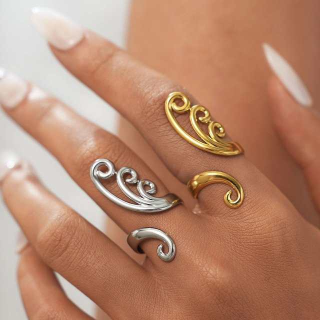 Uself Ringe Edelstahl, Gold, Unisex - Bild 1
