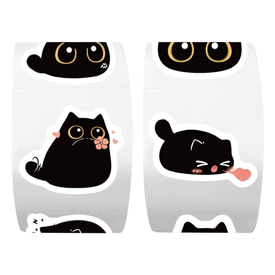 Charile Schwarze Katze Aufkleber Rolle, 500-teiliges Set - Bild 2
