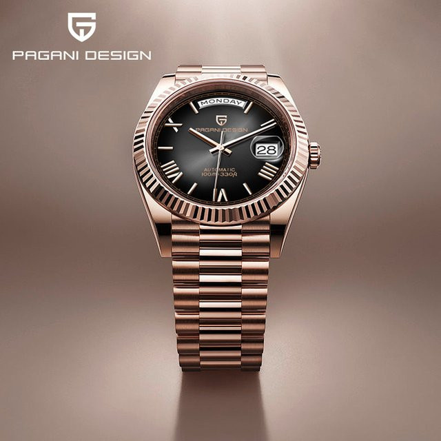 PAGANI DESIGN Armbanduhr, Automatik, Roségold, Edelstahl, Saphirglas, Herren - Bild 1