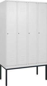 C+P Spind Classic PLUS Garderobenschrank mit 4 Abteilen, Farbe: Grau, H x B x T: 212 x 120 x 50 cm, mit Zylinderschloss und Garderobenhaken - Bild 1