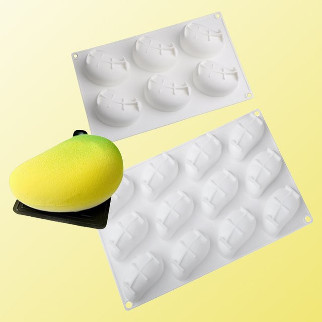 3D Mango Backform aus Silikon in Weiß für Mousse und Dessert - Bild 1