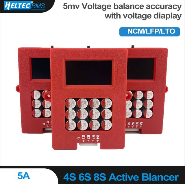 Heltecbms Aktiver Equalizer Balancer mit Spannungsanzeige für LiFePO4 Lipo LTO Lithium-Batteriepacks in Rot - Bild 1