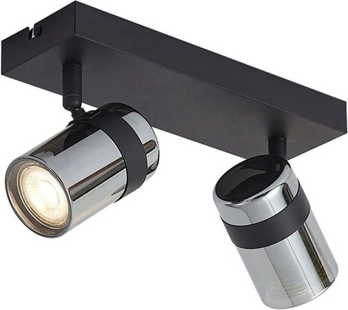 QAZQA Deckenstrahler Gianni in Schwarz mit Rauchglas, 2-flammig, drehbar und schwenkbar