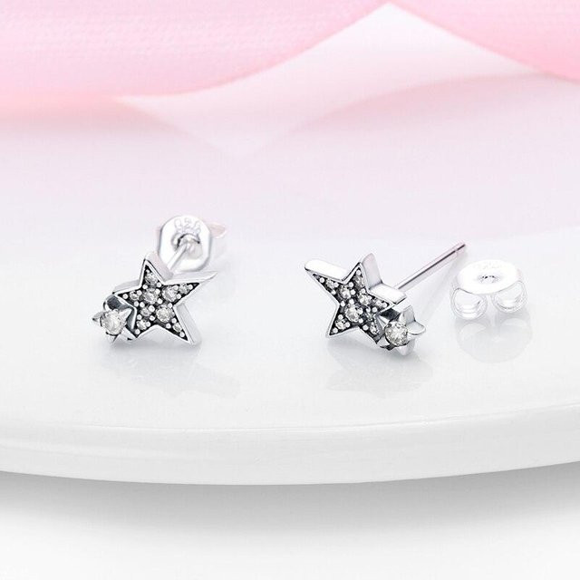 Ohrring 925 Silber, Stern, Zirkonia, Weiß, Damen - Bild 1